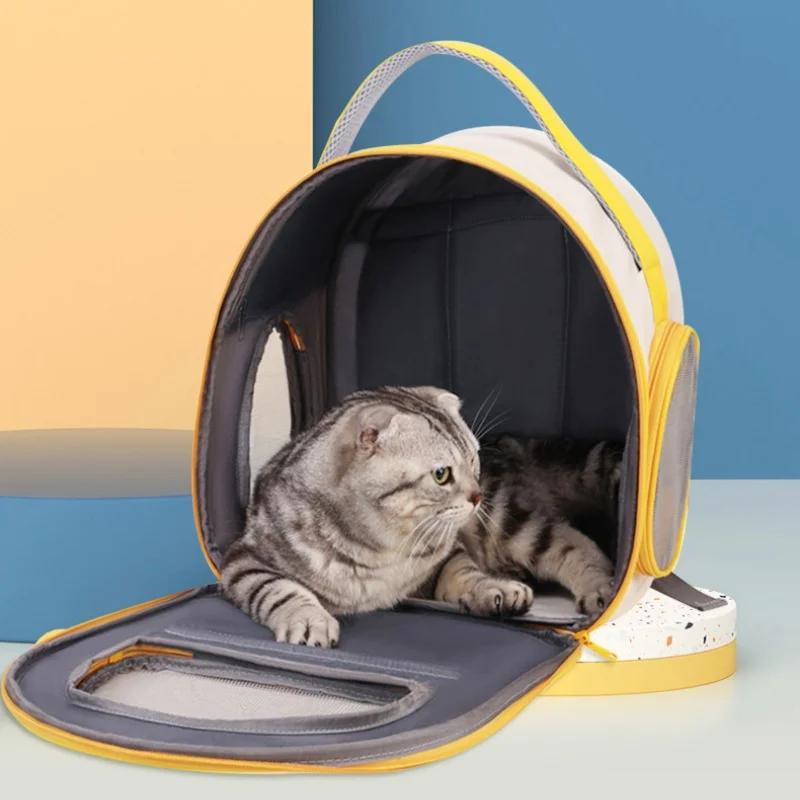 Oxford Cloth Breathable Cat Carrier Bags Portable Cat Bag Resistant Pet Bag Outdoor Pet Backpack Folding Cat Transport Bag