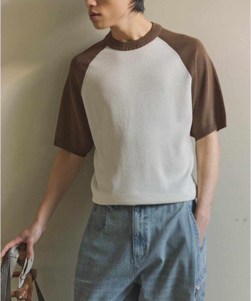 NONBLANK Raglan Hs Knit_Ivory/Brown