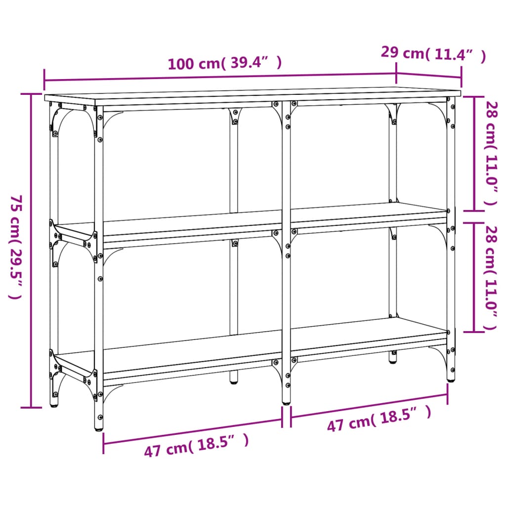 Console Table Grey Sonoma 100x29x75 cm Particleboard