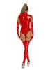 Seksowny Elastyczny PVC Lateksowy Wysoko Wycięty Body Wycięty Odkryty Biust Krocze Seksowne Rajstopy Olejny Błyszczący Trykot Bez Rękawów Cosplay Ubranie do Tańca