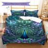 Peacock Pattern Bedding Quilt Set Quilt Cover Pillowcase Home Decoration Birthday Gift (1 * Duvet Cover + 2 * Pillowcase, Without Core)