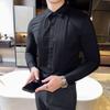 Heren Franse Textuur Slim Fit Lange Mouwen Formeel Smoking Dress Shirt
