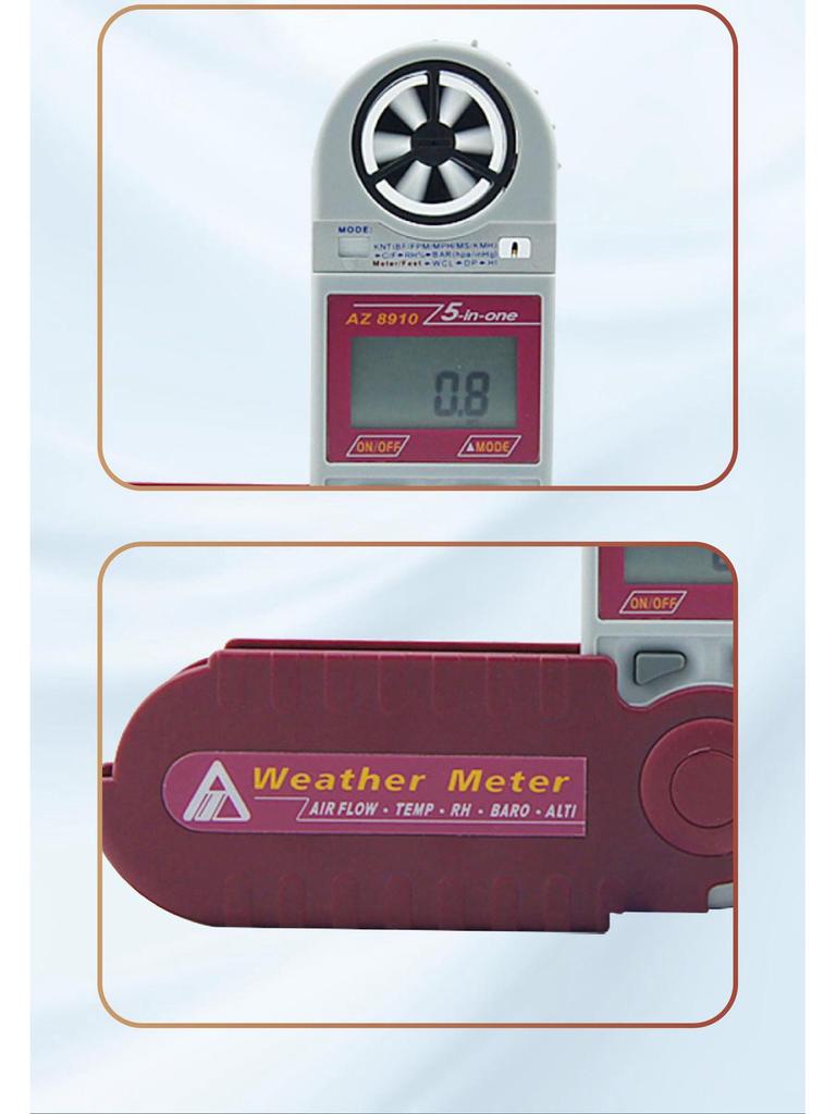 Taiwan Hengxin AZ8910 Foldable Handheld Anemometer with Multiple Unit Options