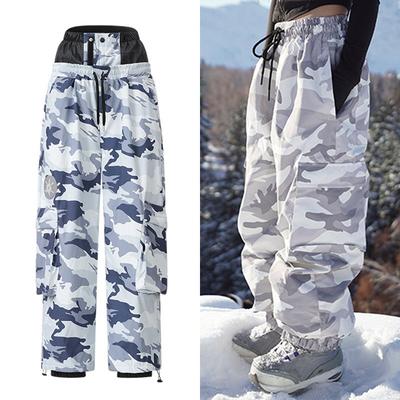 Unisex Winter Ski Pants Camo Snowboard Trousers Waterproof Windproof Thermal Outdoor Hiking Men Women