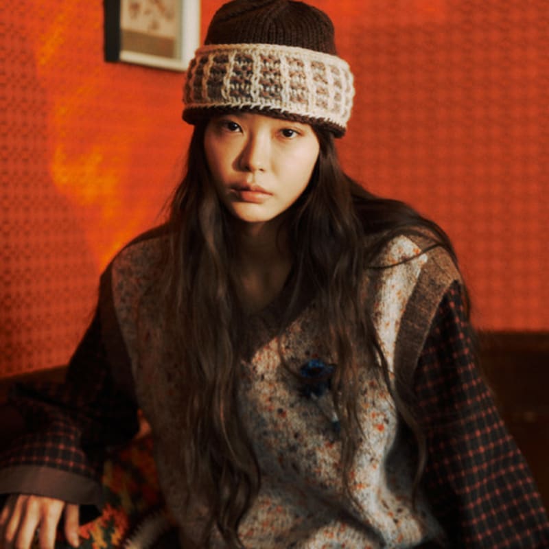 MISU A BARBE GRID LINE MÜTZE BRAUN