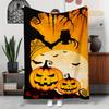 1pc Pumpkin Bat Owl Pattern Blanket Polyester Fabric Machine Washable Suitable for Bedroom and Living Room Decoration