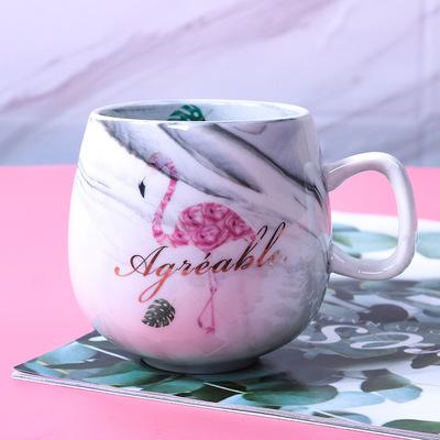 New Flamingo Marble Couple Ceramic Cup Opening Ceremony Cup Single Cup Student Mug