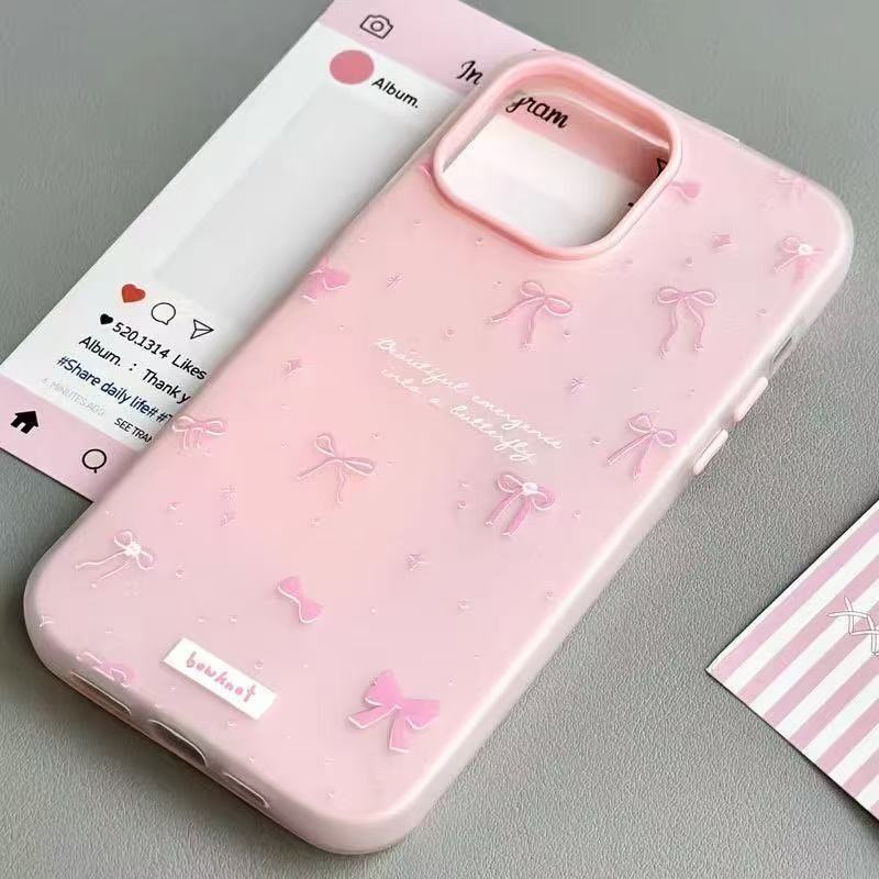 Luxury Bow Knot Phone Case for iPhone 16 15 14 13 12 Pro Max 11 14 Plus Casing Shockproof Bumper Fundas