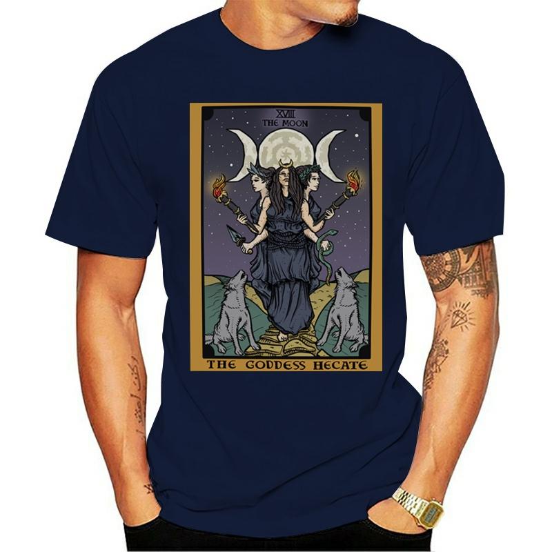 Triple Moon Goddess Hecate Witch Tarot Card T-shirt Gift Funny High Quality Printing Eu Size Tee Shirts Hekate Statue Witchcraft