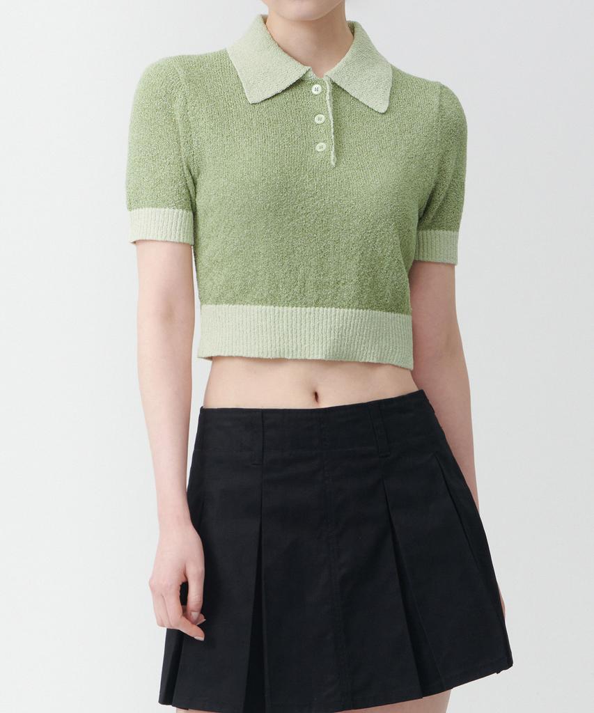 MUSINSA STANDARD WOMAN Women'S Boucle Knitted Polo Shirt [Green]