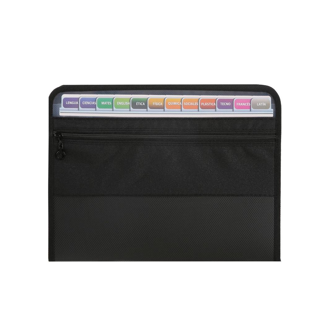 Accordion File Organizer with Safe Zipper, 13 Pocket Expanding File Folder with Front Pencil Pouch, School Office Supplies
