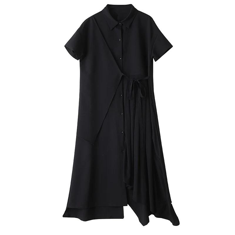 

Xitao Неравномерное однотонное плиссированное платье ZY8943 One Size чёрный