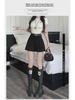 2024 Spring Korean Retro Pleated A-Line Short Skirt with Lining - College Style