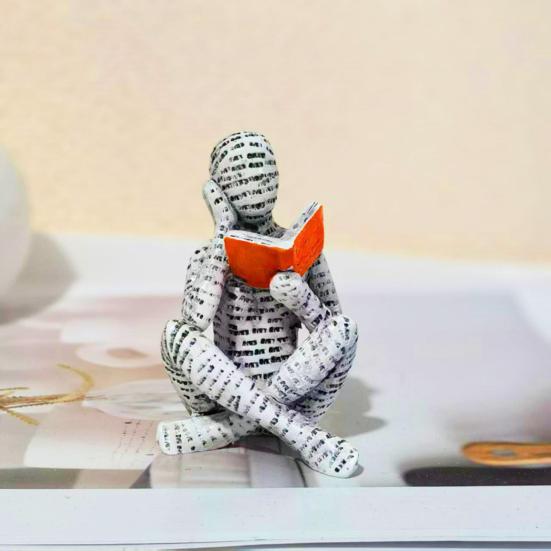 Abstract Reading Men Figurine Modern Sitting Lying Letter Man Statue Home Office Study Room Artistic Decoration Ornament