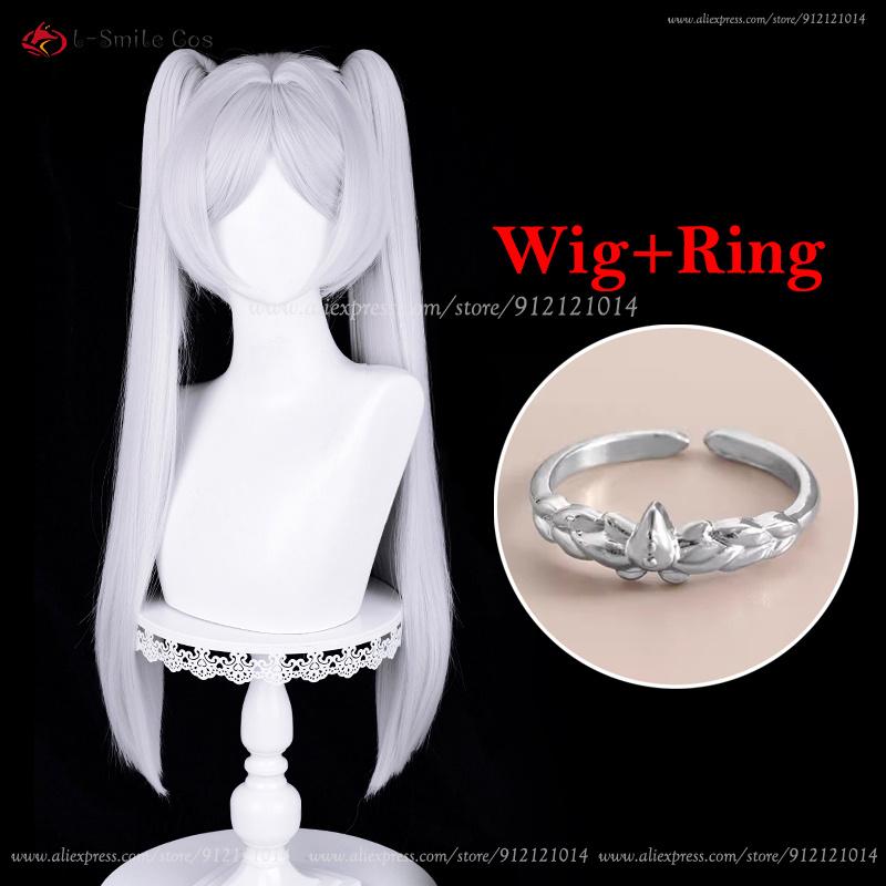 Parrucca Cosplay Frierenn 95cm Argento Bianco Resistente al Calore Capelli Sintetici Per Costumi da Donna Parrucca Cosplay Anime Halloween