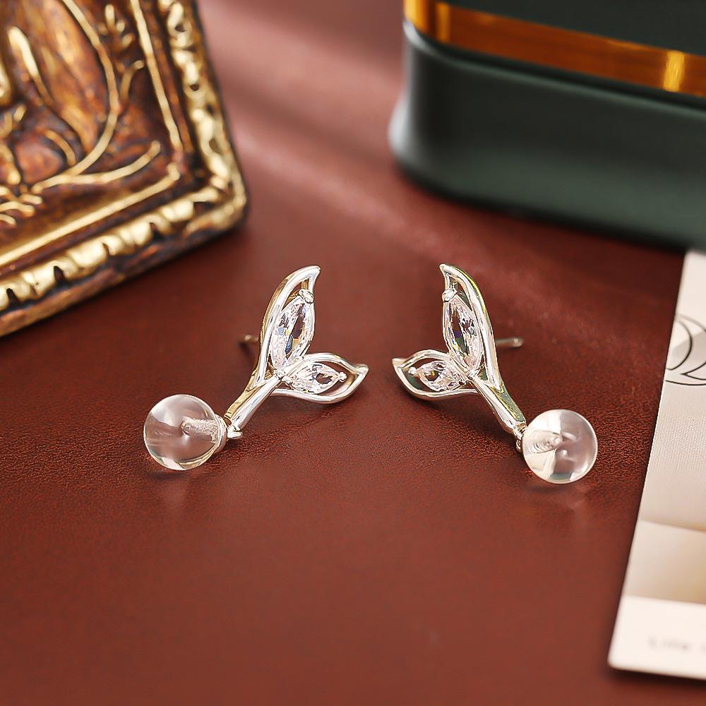 

Elegant Zircon Fishtail Crystal Ball Stud Earrings - Stylish Fairy-Inspired Ear Jewelry
