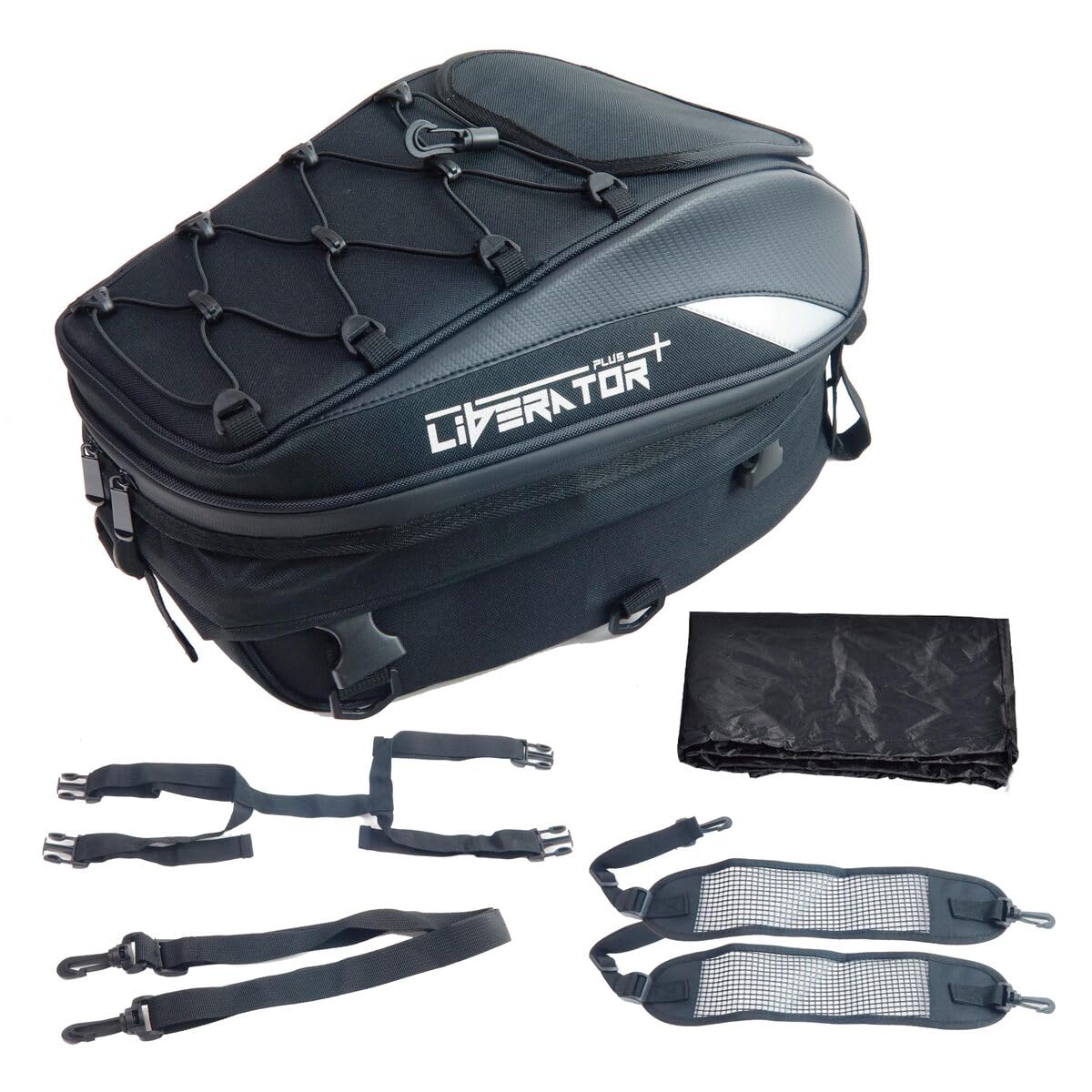 

Liberator Plus Motorcycle Seat Capacity Increased from 12L to Material Cover and Fixing Belt Touring Rear Top Pace Bag, 20L, Water-Repellent [Rain