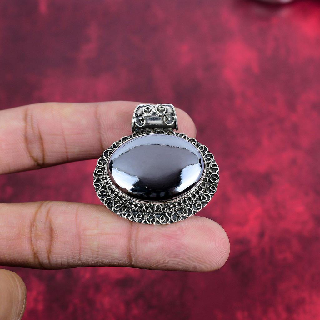 Shungite Pendant, 925 Solid Sterling Silver Gemstone Jewelry, Handmade Pendant, For Thanksgiving