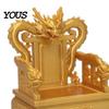 Chinese Dragon Chair Model 3D Printed Throne Ornament, Mini Emperor Figurine with Gold Carving, Compact Desk Ornament & Key Holder Stand