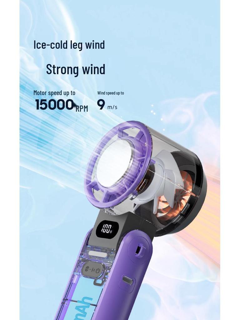 Portable Foldable Neck Fan with Digital Display & Stepless Speed