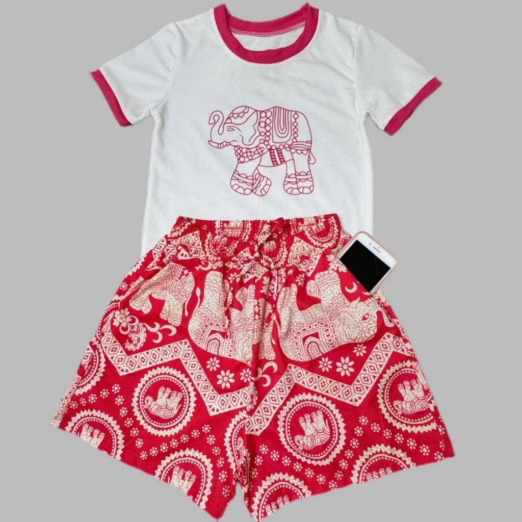 Elephant Pants Shorts Training Kickboxing Muay Thai Boxing Print Unisex Men Women Quick Dry Martial Art Boxer Kid Fighting Fitness Workout One size