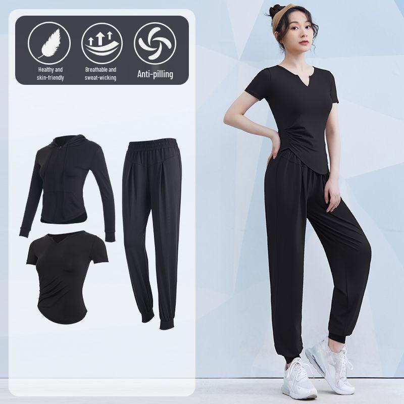 Women's Spring/Summer Yoga Suit Set - Short Sleeve Activewear for Outdoor Runs, Pilates, and Fitness Training