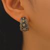 Retro Ethnic Style C Shaped Elliptical Carved Antique Earrings For Women