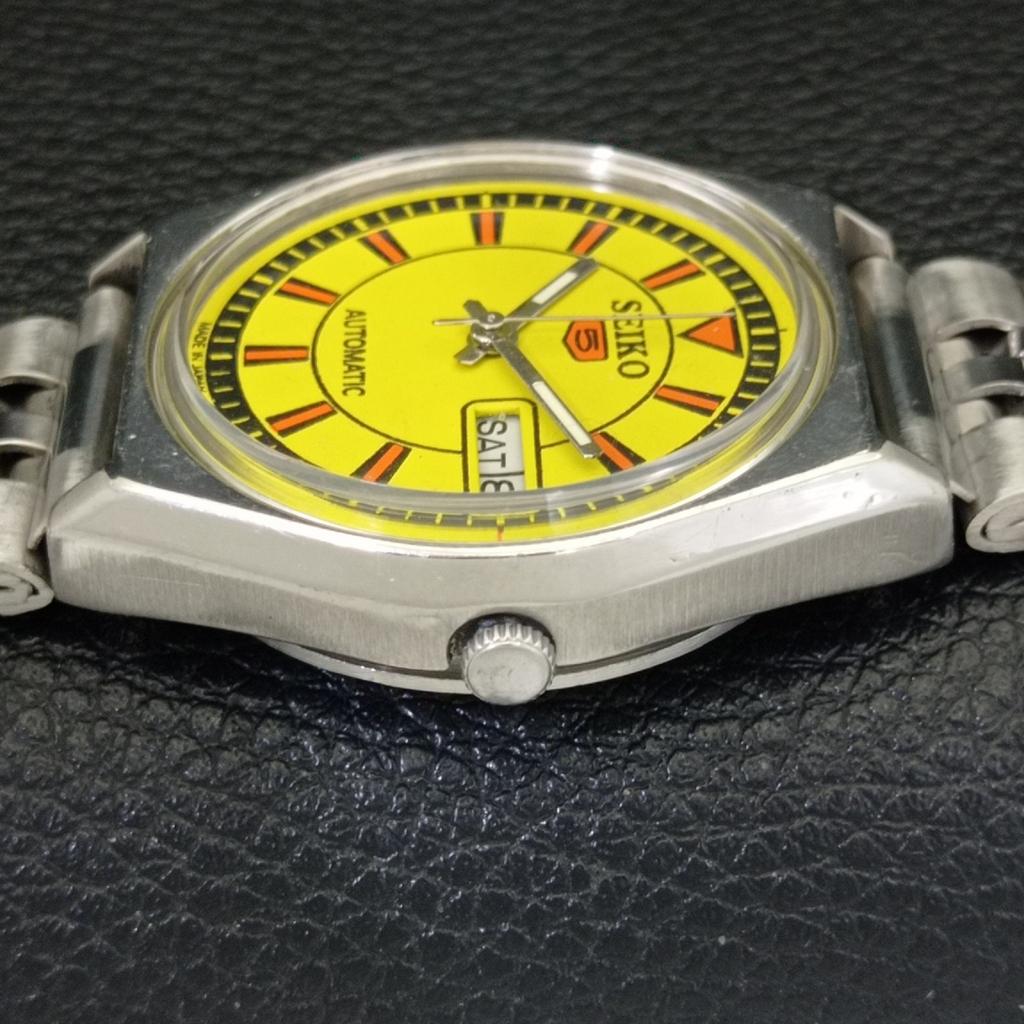 GENUINE VINTAGE SEIKO 5 AUTOMATIC JAPAN 6309A MENS YELLOW DIAL WATCH A702706-1