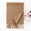Autumn and Winter New Wool Yak Velvet Scarf Tassel Long Warm Shawl Solid Color High End Sense Same Style for Men and Women
