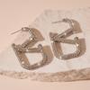 Coco Style Rhinestone V Letter Sterling Silver Stud Earrings - Elegant High-End Design for Women