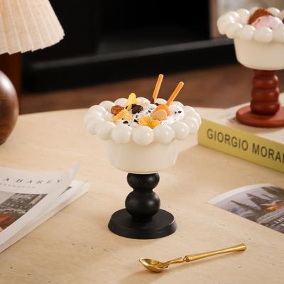 Ins Aesthetic Ice Cream Cup Creative Ceramic Dessert Bowl Yogurt Pudding High Footed Cup for Home