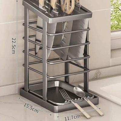 Black White Kitchen Utensils Storage Holder Square Space Saving Cutting Tool Storage Rack Countertop Drainage Plating