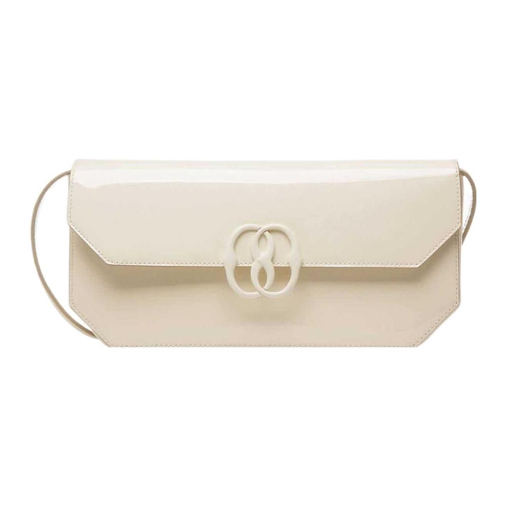 BALLY Patent Leather, Cow Leather Baguette Bag, Handbag, Shoulder Bag Women's White 6304716