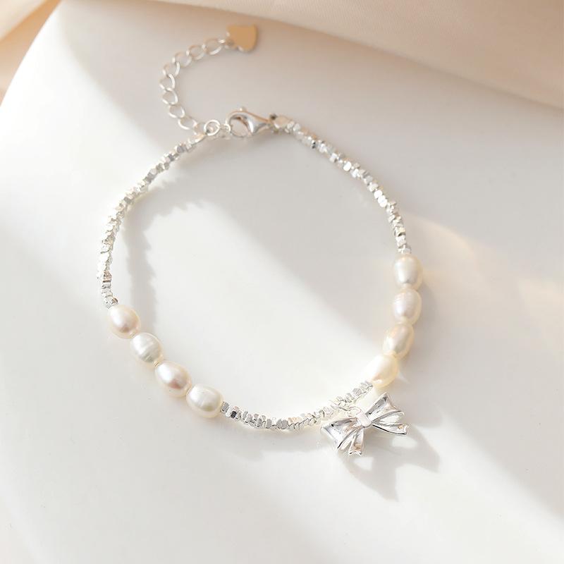 

Серебряный браслет с жемчужным бантом для женщин, корейское издание, маленький и дорогой, браслет из стерлингового серебра 925 пробы в стиле Instagram Adjustable size