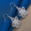 Luxury 925 Sterling Silver Exquisite Floral Openwork Earrings for Women, Fashion Jewelry Gifts, Wedding Accessories