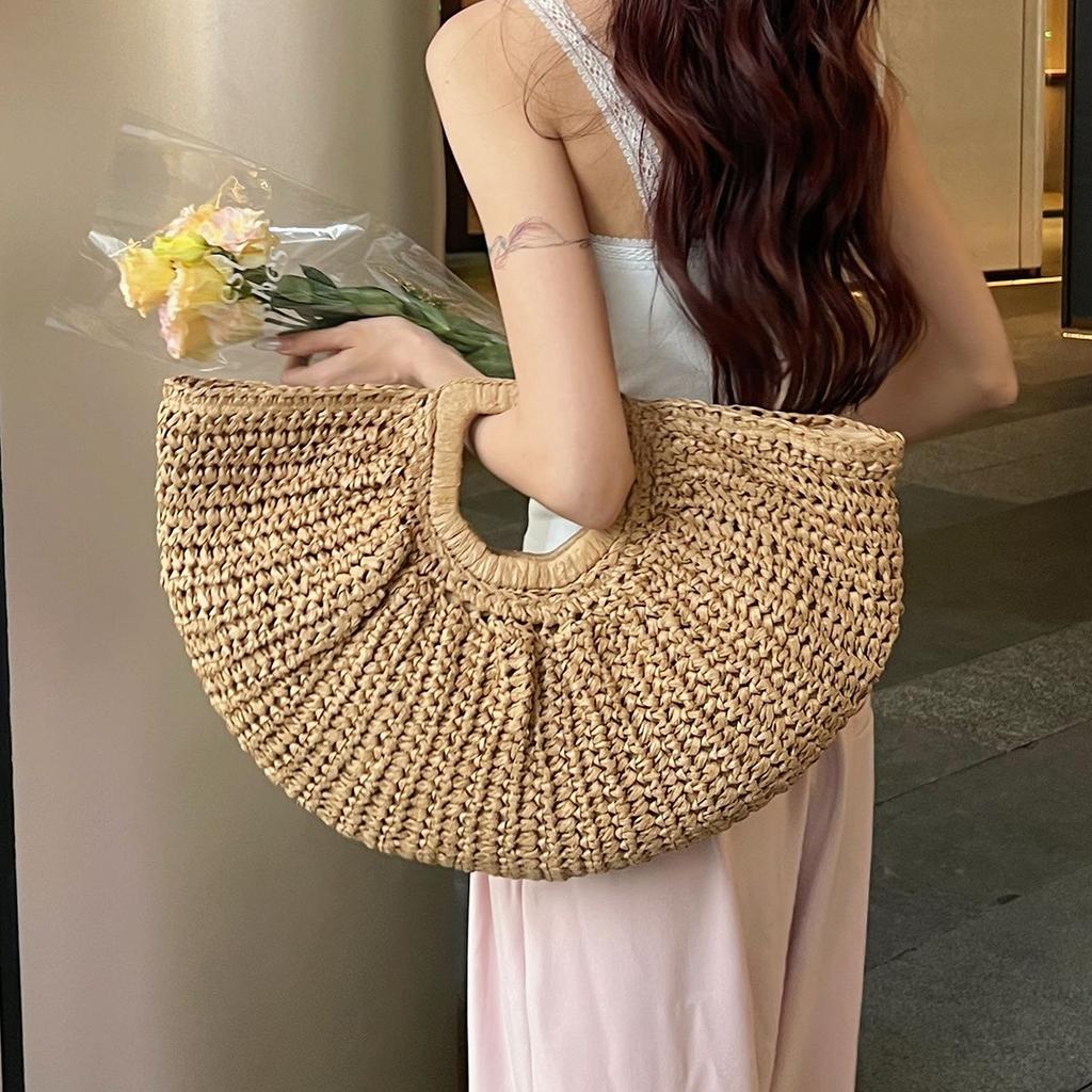 Summer Ethnic Style Straw Handbag for Women - Stylish Woven Beach Vacation Tote