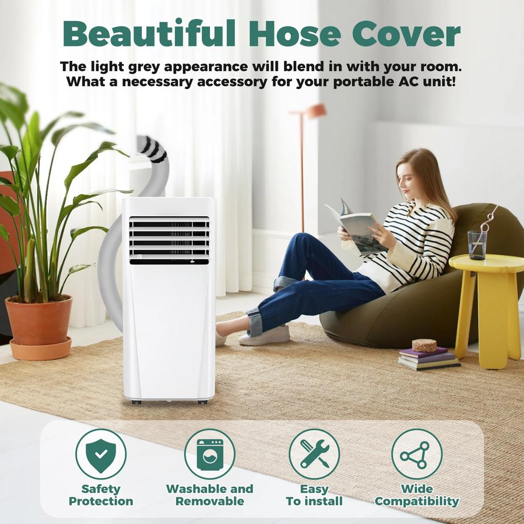 Portable Air Conditioner Hose Protection Cover AC Hose Duct Vent Cover for Most 5inch to 5.9inch Exhaust Hose Easy Installation