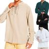 Cotton Linen Shirts for Men Medieval Costume Beach Tops Shirt Pull On Male Loose Casual Streetwear Cosplay Long Sleeve