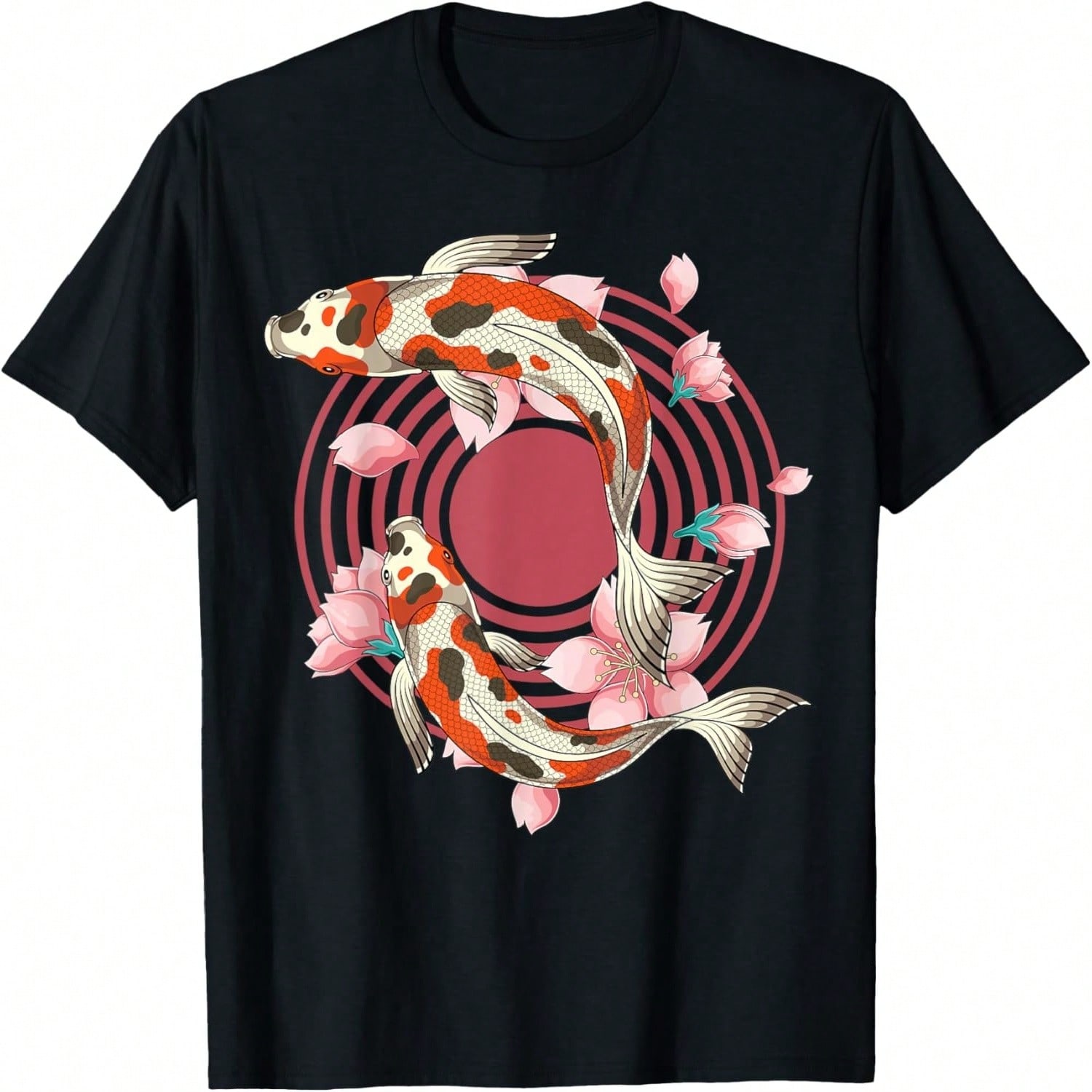 Koi Cherry Blossom Heart Love Peace Japanese Koi Carp T-Shirt S разноцветный