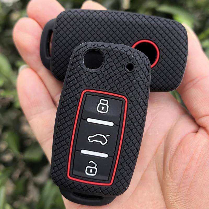 For VW Golf 4 5 6 7 Bora Jetta POLO MK4 MK6 Bora Passat B5 B6 Superb Tiguan Beetle Car Silicone Remote Key Case Cover FOB