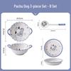 Zhishi Cute Ceramic Double-Handle Noodle Bowl, Paqu Dog 3-Piece Set