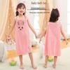 Children's Wearable Bath Towel & Headband Set - Soft, Absorbent, Lint-Free Bathrobe for Kids