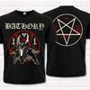 Tričko Bathory Design alba 1984 Thrash Black Metal Pentagram s kozími rohy Bavlna Krátký rukáv High Street