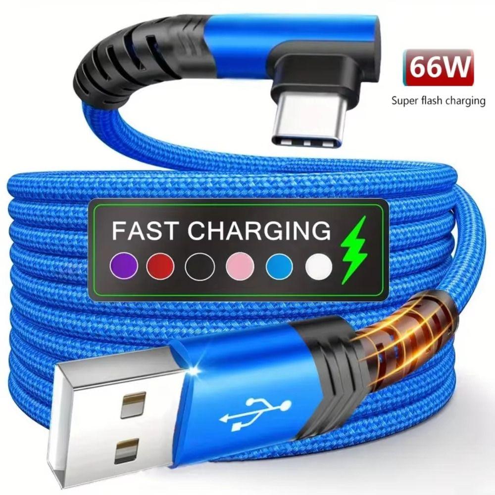 60W Power 90 Degree Elbow Cable 10Gbps Speed Nylon Braided Cable Fast Charging Cable Fast Charging