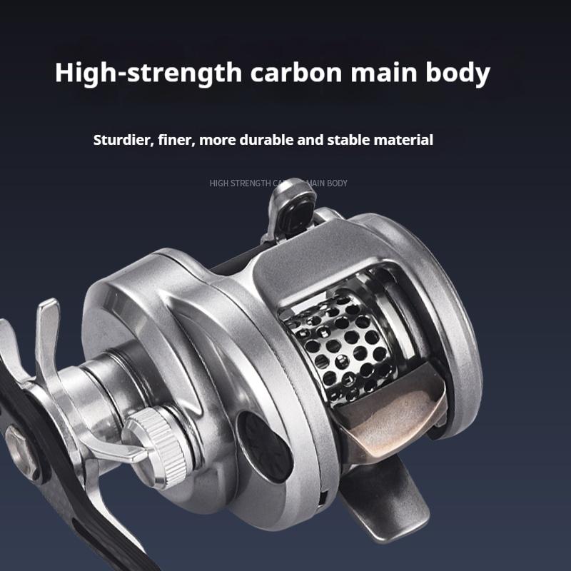 Portable Fishing Mirco Drum Baitcaster Reel with Weighs 118g 7.6:1 Speed Ratio Carbon Body Shallow Spool Baitcasting Reel Magnetic Brake Lure Wheel