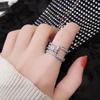 Korean Style Trendy Multi-layer Zirconia Knotted Adjustable Ring for Women - Fashionable Luxury Feel, Personalized Index Finger Ring