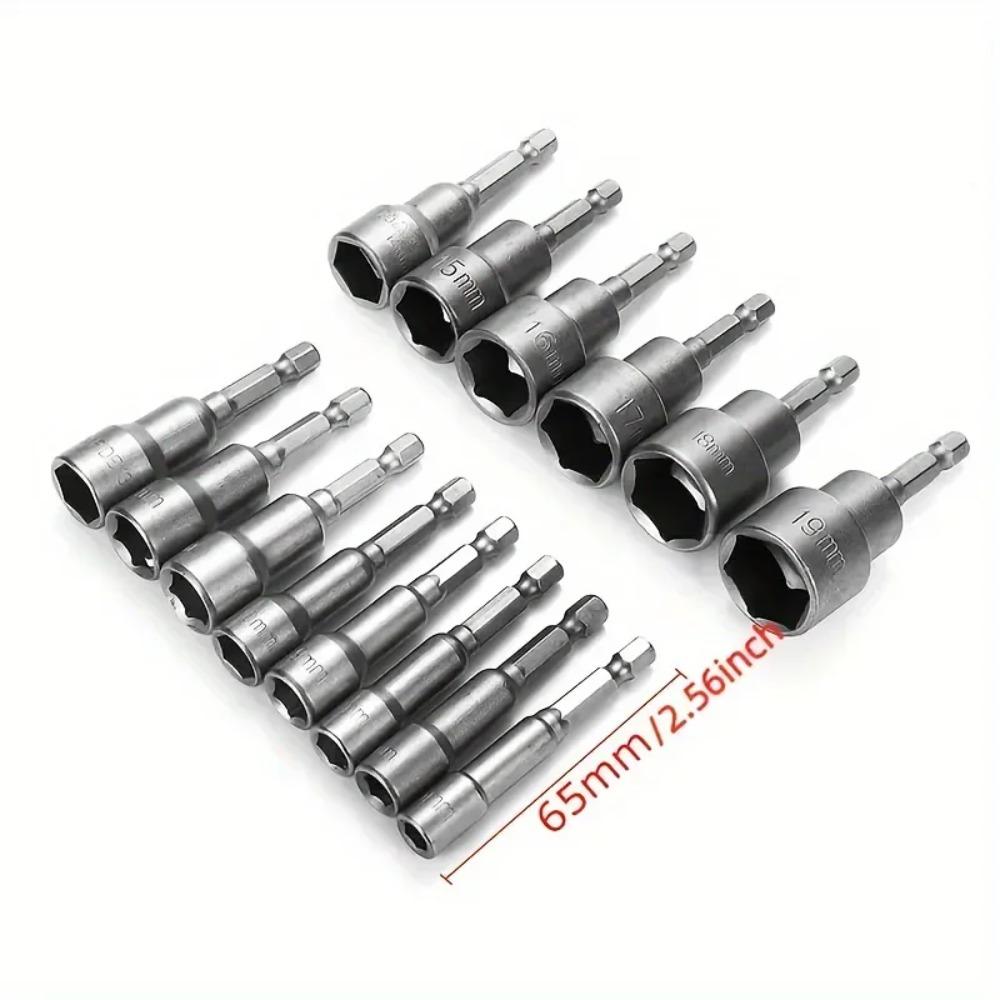 14 - Piece Magnetic Hex - Shank Screwdriver Socket Set with Extended Adapter, Polished Steel Nut Driver.