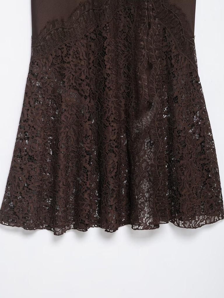 European & American Women's Retro High-Waisted Lace Satin Skirt - 2025 Autumn/Winter Collection