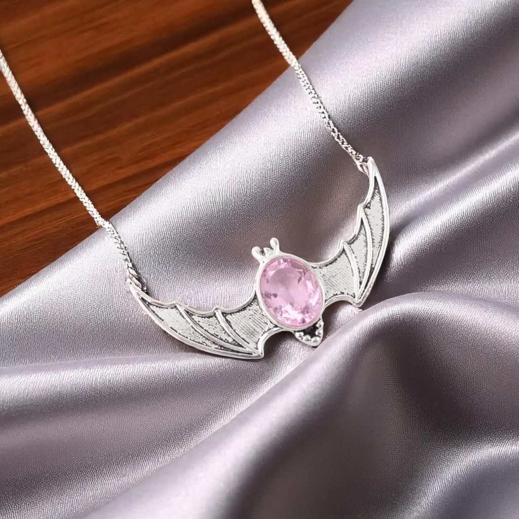 Morganite Gemstone 925 Sterling Silver Jewelry Unique Pendant 1" For Women Gift CP-33-5