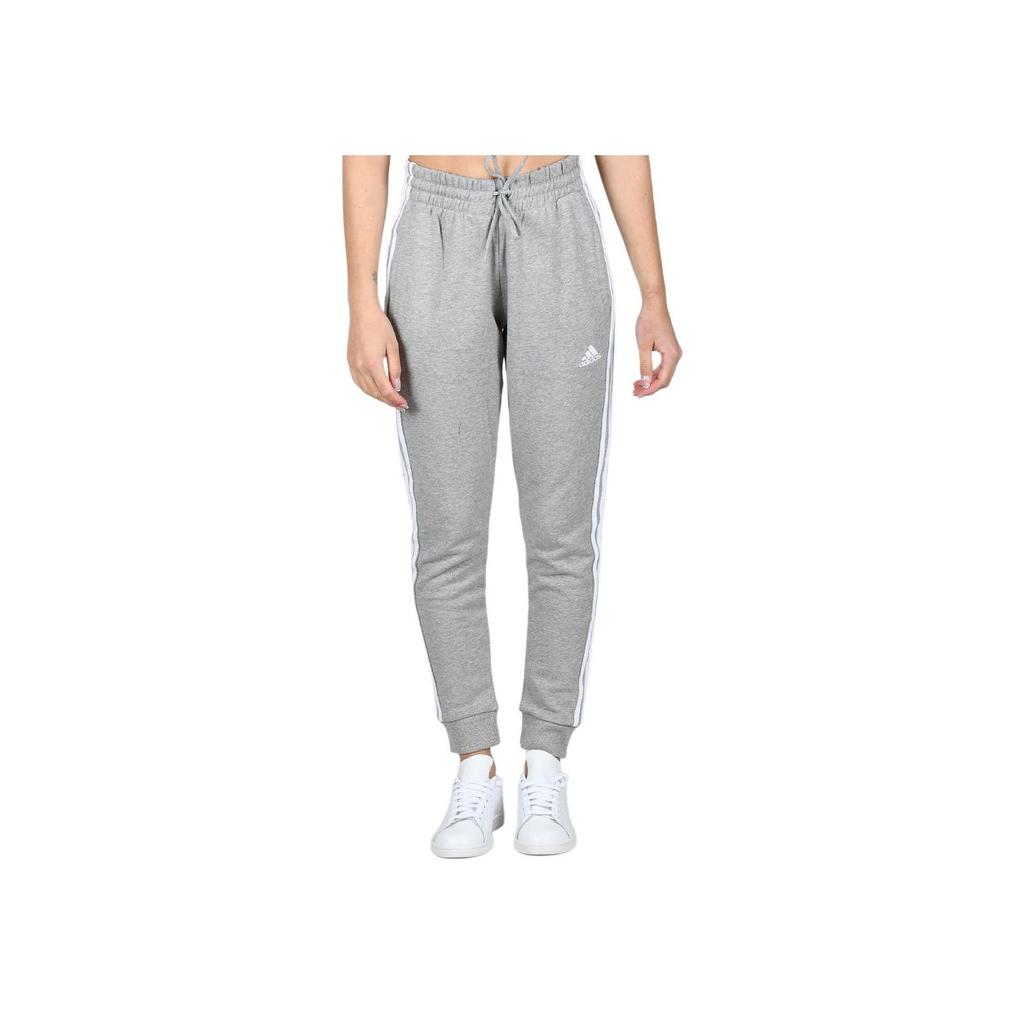 Adidas Side Three Stripes Lace-Up Cuffed Retro Knitted Sports Pants Women Pants Gray IC9922